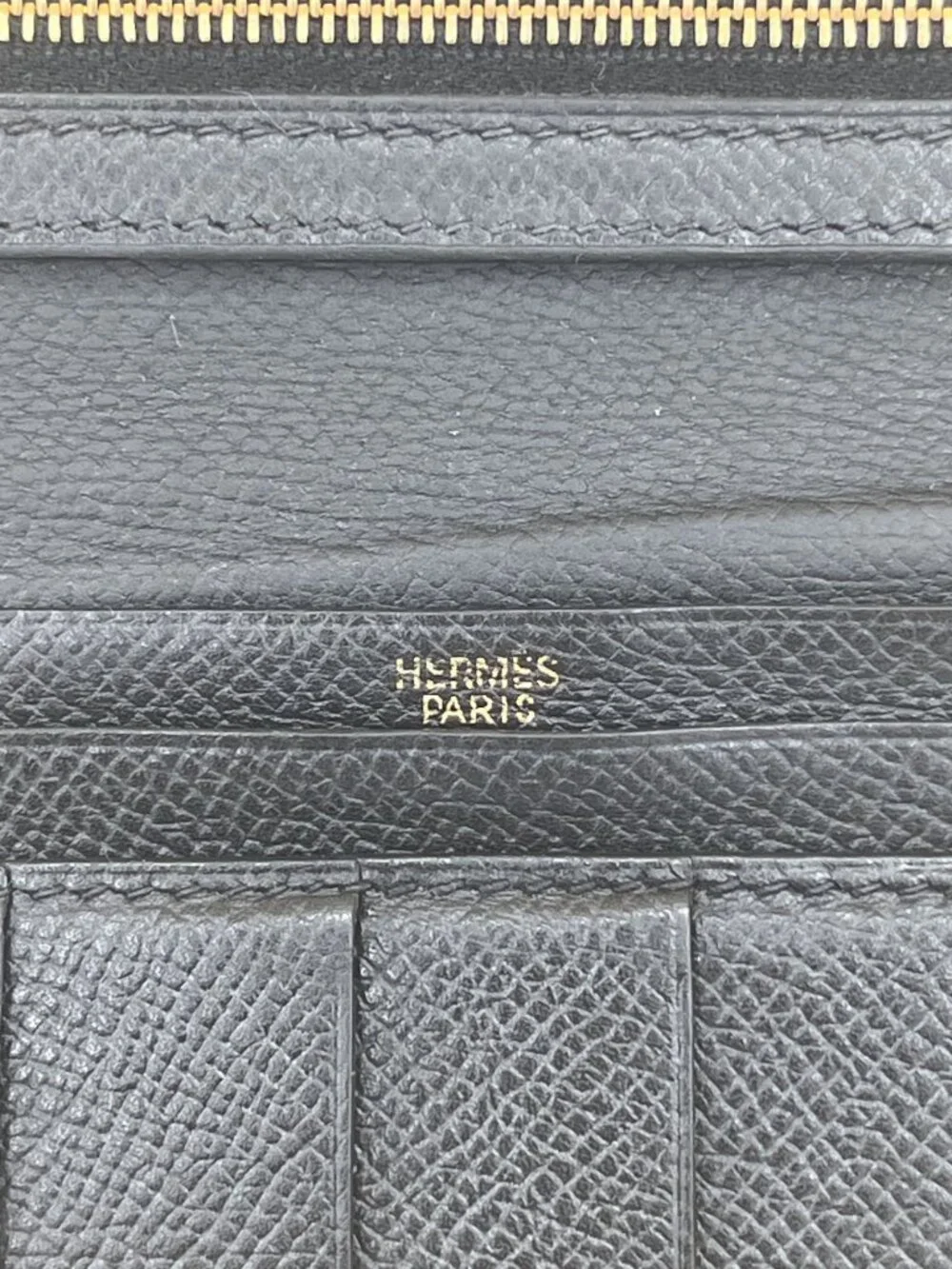 Hermes Bearn Wallet Black Epsom Leather Gold H Clasp Made in France